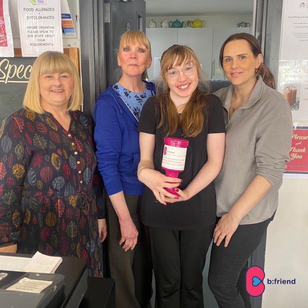 A big thanks to our friends at the Snap Tin Café in #Goldthorpe, who will have a b:friend donation box on the counter for the next couple of months to help us raise funds & awareness of the work we are doing in the #Dearne area💜🙌.  

#charity #endloneliness 

@DearneAreaTeam