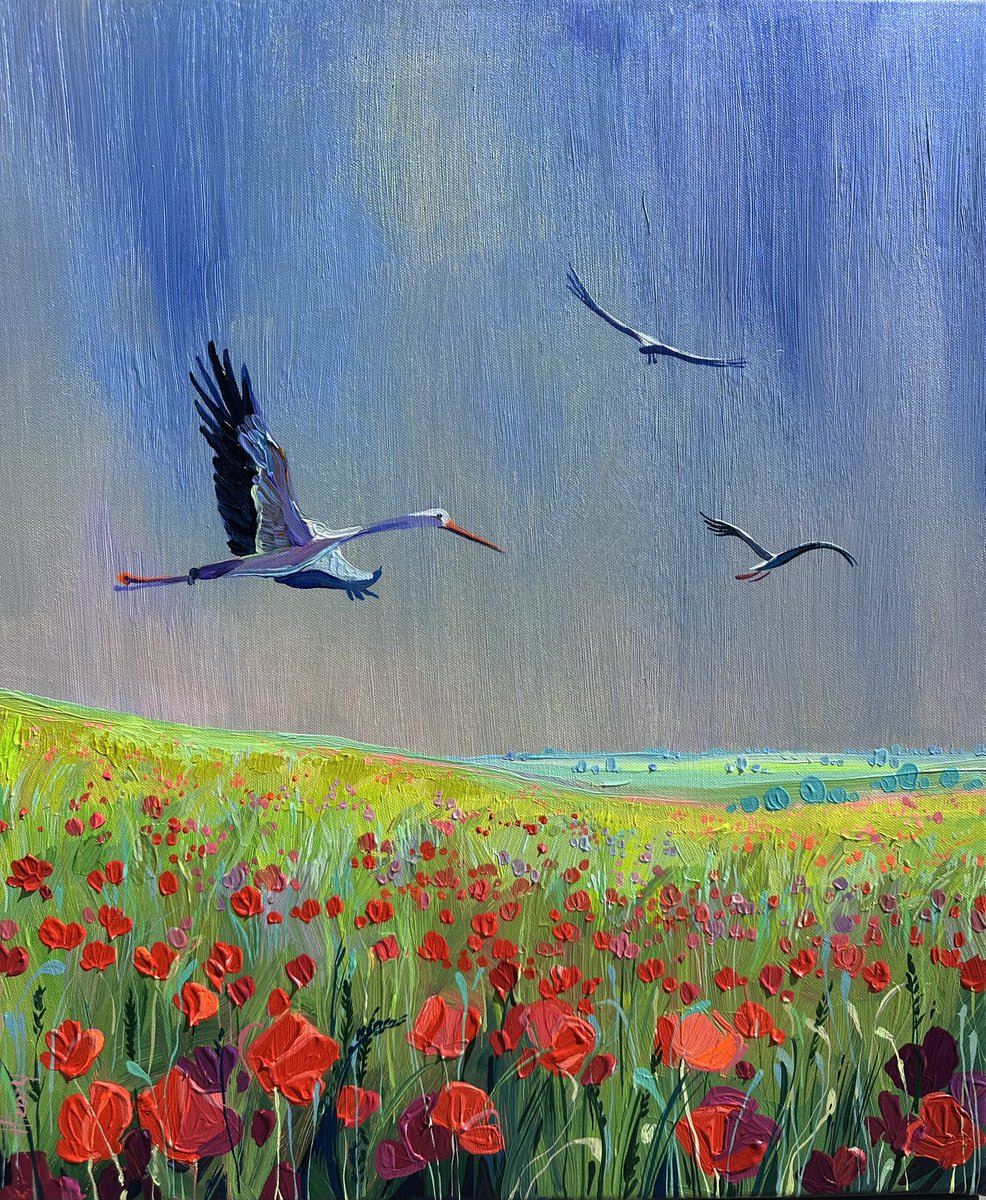 acrylic, canvas 50*60 cm “Storks”