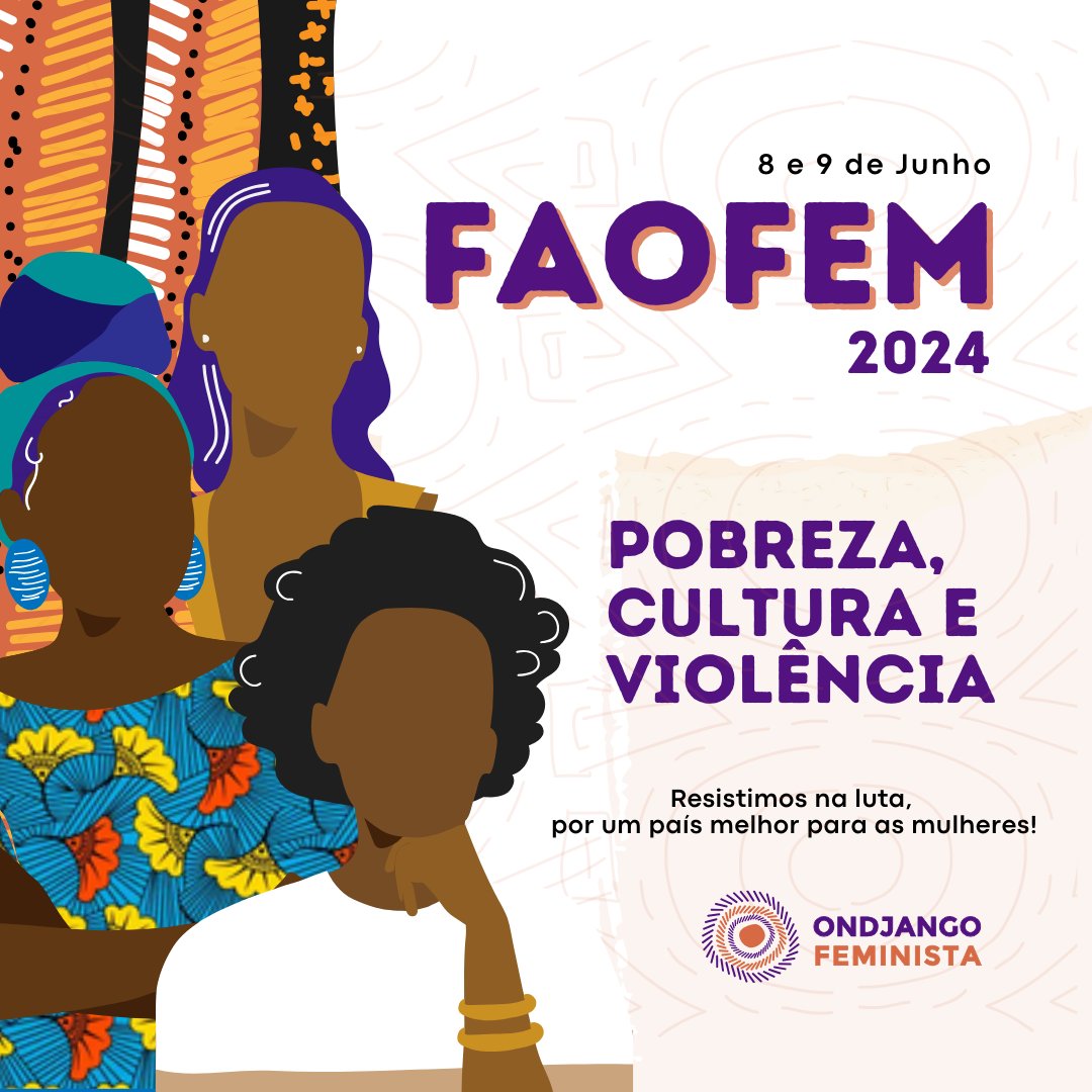 💥 A 9ª Edição do Fórum Anual do Ondjango Feminista - FAOFEM'24 - abordará o tema da Pobreza, Cultura e Violência, nos dias 8 e 9 de Junho. A admissão é gratuita, por inscrição, e exclusiva para mulheres. Em breve abriremos as inscrições! Estamos expectantes por vos receber!🤩