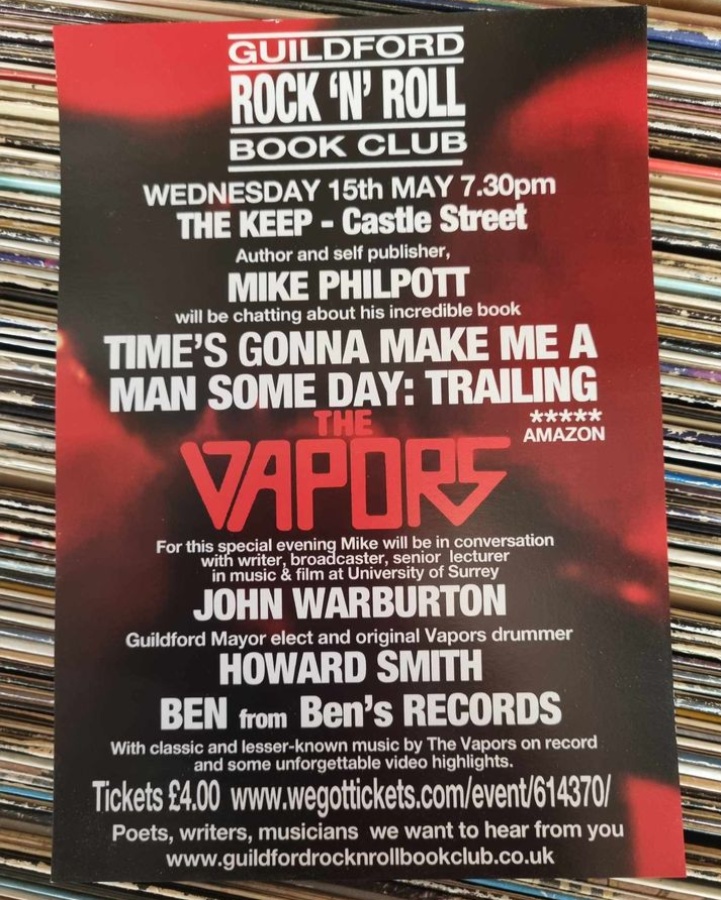 Tomorrow at The Keep Guildford we are hosting the Guildford Rock n Roll Book Club and Mike Philpott from The Vapors will be talking about his book! Tickets are £4 via wegottickets.com/event/614370 The event starts at 7.30pm, Wednesday 15th May but we will be open from 5pm!