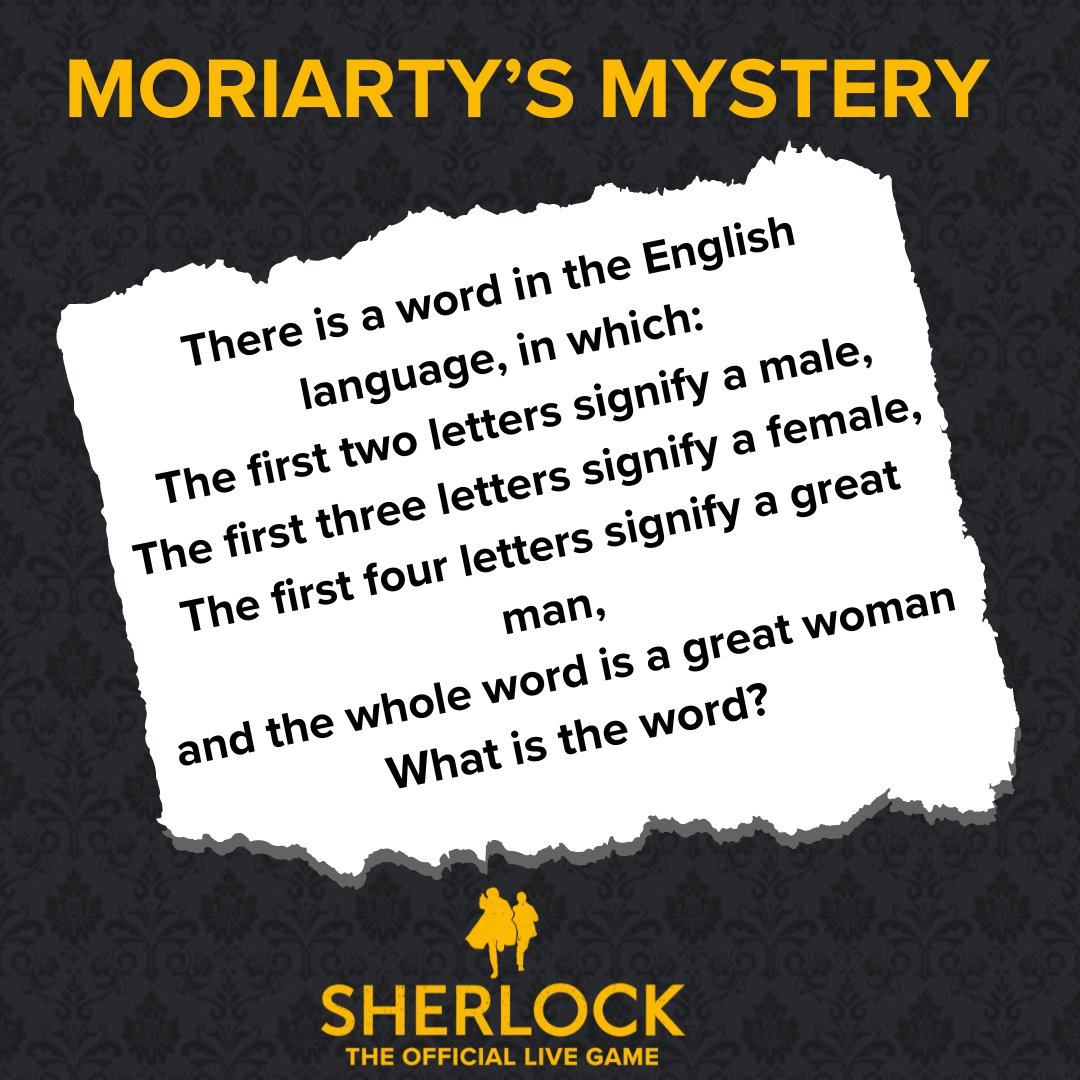Sherlock_Escape's tweet image. Moriarty is back with another test for you...
Can you outsmart the Napoleon of crime?