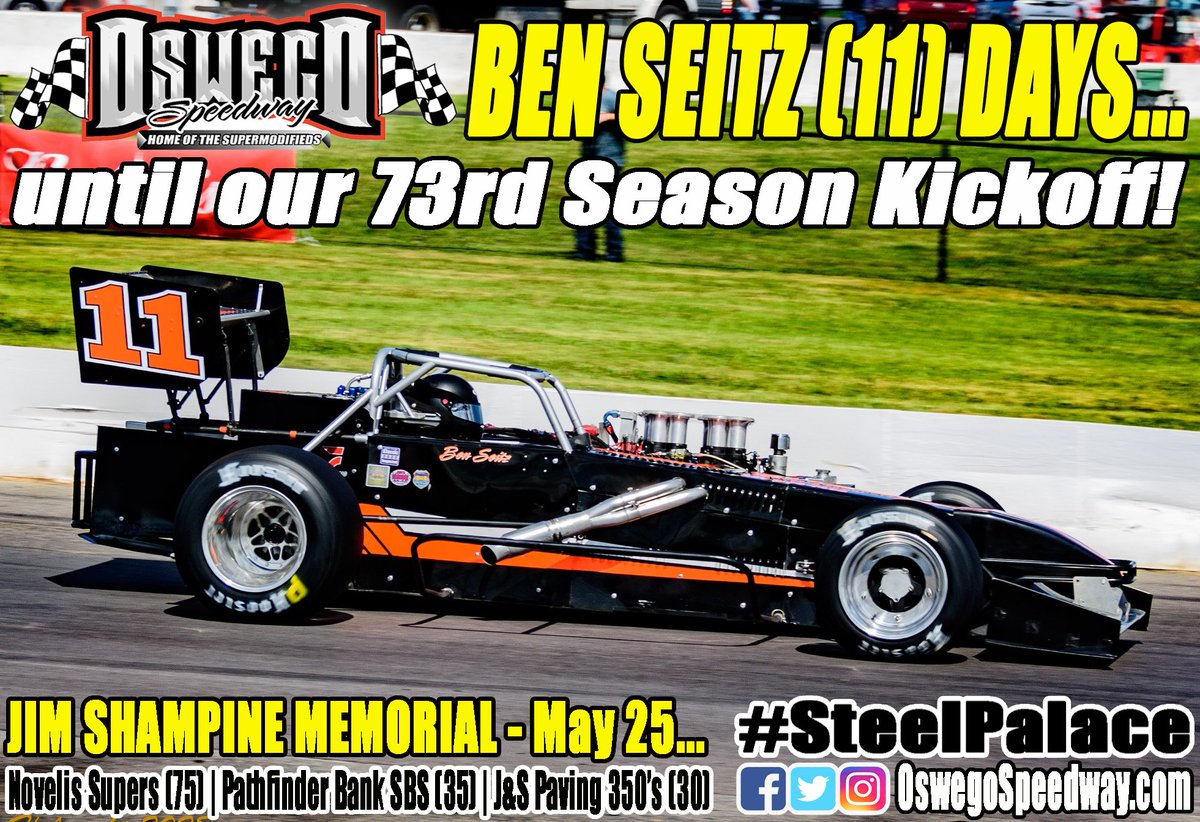 Ben Seitz (11) days until our Barlow's Concessions 73rd Season Kickoff headlined by the 75-lap, $4,000 to win Jim Shampine Memorial for @Novelis #Supermodifieds on Saturday, May 25! #SteelPalace

📸 Holynski Racing Photography