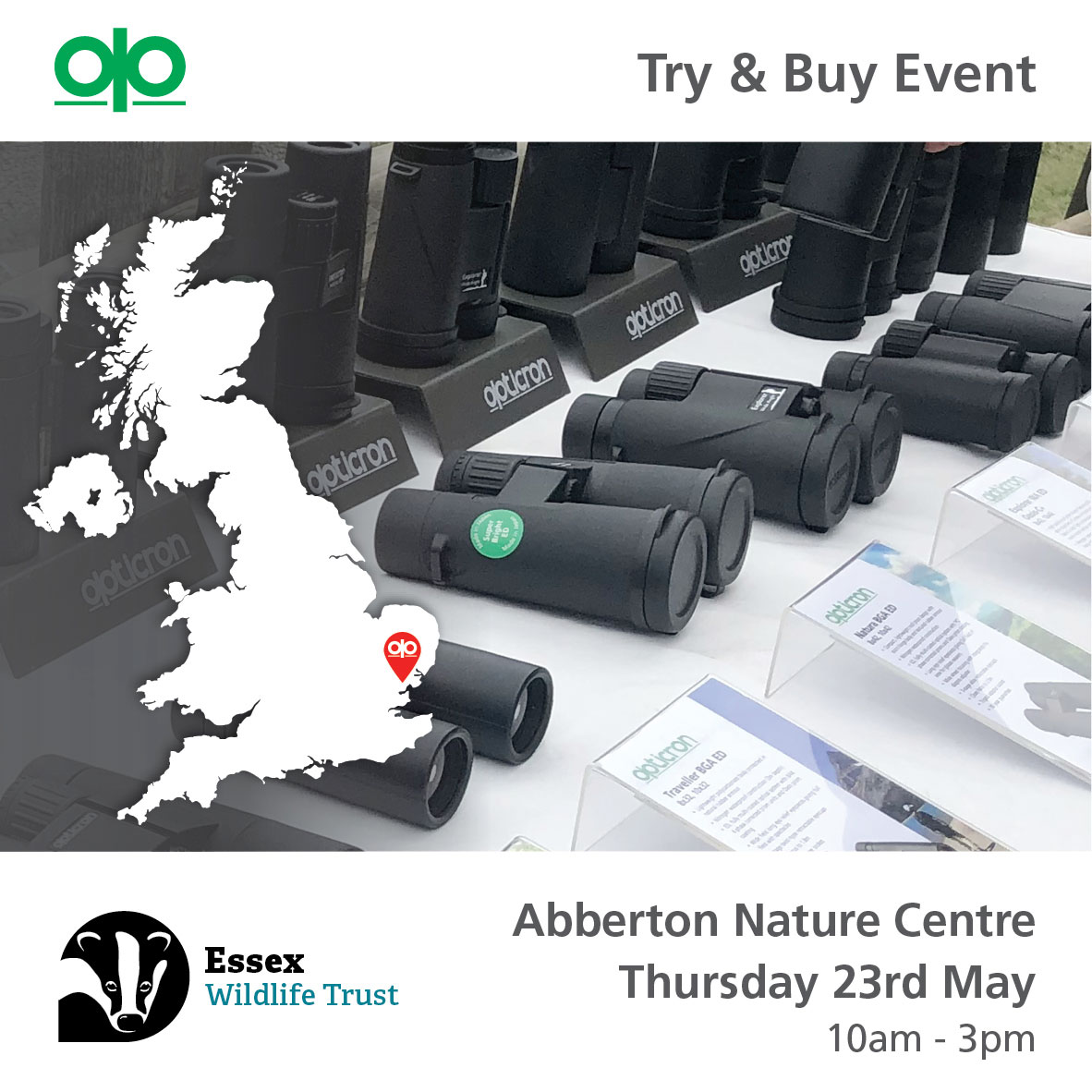Next week, why not come along to support your local Wildlife Trust, spot some fabulous spring wildlife and test out some of our optics at one of our Try & Buy events? 21/05 Lockley Lodge @WTSWW 22/05 Hanningfield Reservoir @EssexWildlife 23/05 Abberton Reservoir @EssexWildlife