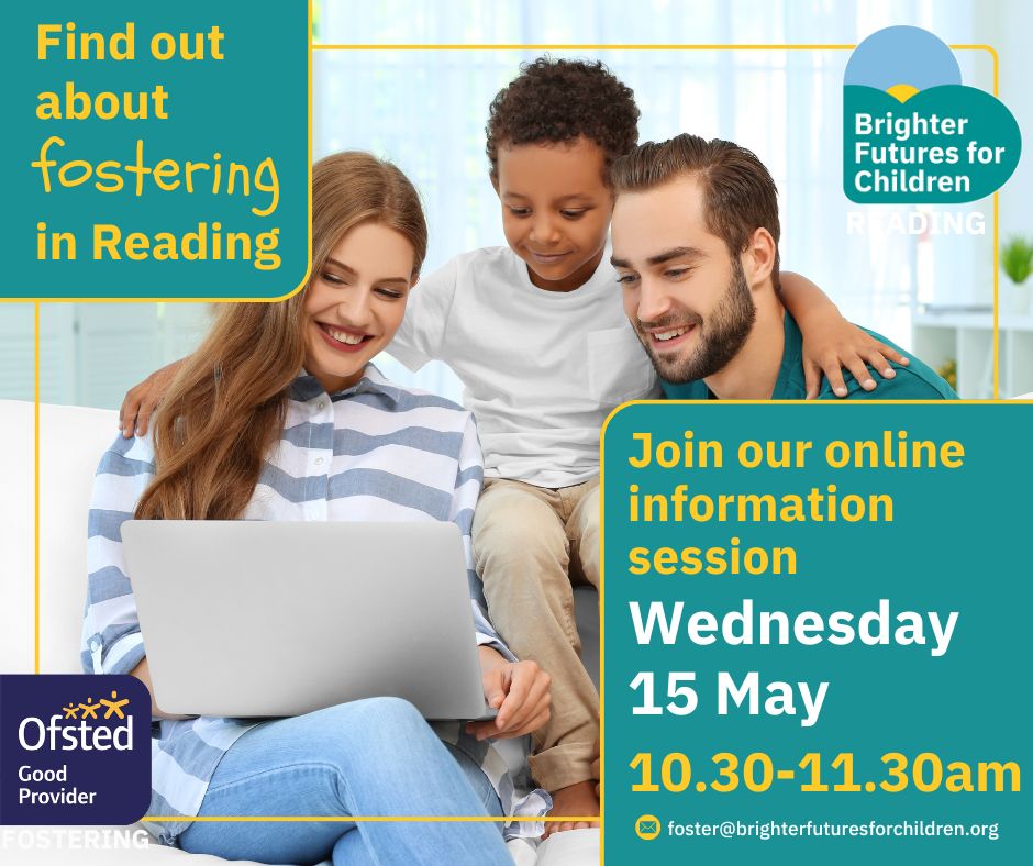 There's still time to request to join tomorrow's online fostering information session at 10.30-11.30am, when you can chat with one of our #foster carers. Email us for the joining link. ⭐️ foster@brighterfuturesforchildren.org #rdguk #FosterInReading #FCF24