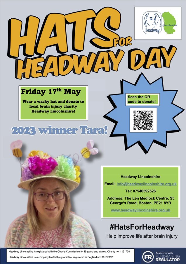 This Friday (17th) our teams will be taking part in @HeadwayLincs Hats for Headway.

You can join in..

Take part in the 3 Hat Challenge!
1. Share a selfie in your favourite hat using the #HatsForHeadway and #3HatChallenge
2. Text HATS to 70580 to donate £3
3. Nominate 3 friends!