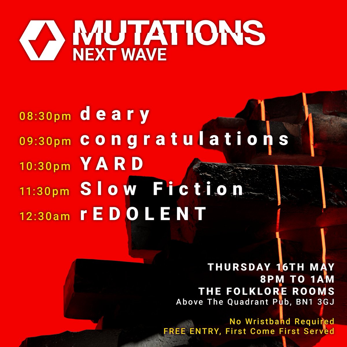 🧬 Mutations - The Next Wave 🧬 This Thursday we’re throwing a FREE ENTRY party at the intimate and always brilliant @folklorerooms in Brighton to showcase 5 of the acts we’re most excited about in 2024. No TGE wristband or delegate pass required, first come first served 🔥