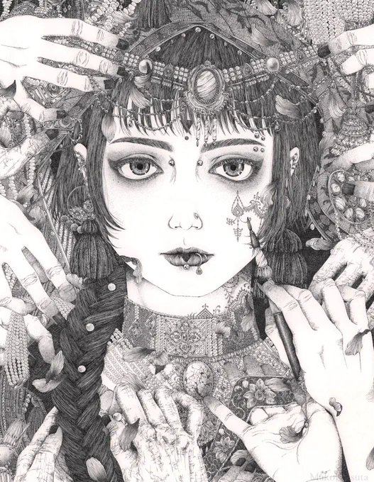 ペンと墨で水彩紙に絵を描きます

 #こういうの創ってます 