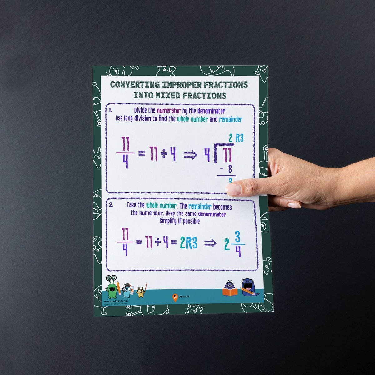 Do you teach math? These posters are designed to help your students understand how improper fractions are converted into mixed fractions. 

#math #mathteacher #mathtutor