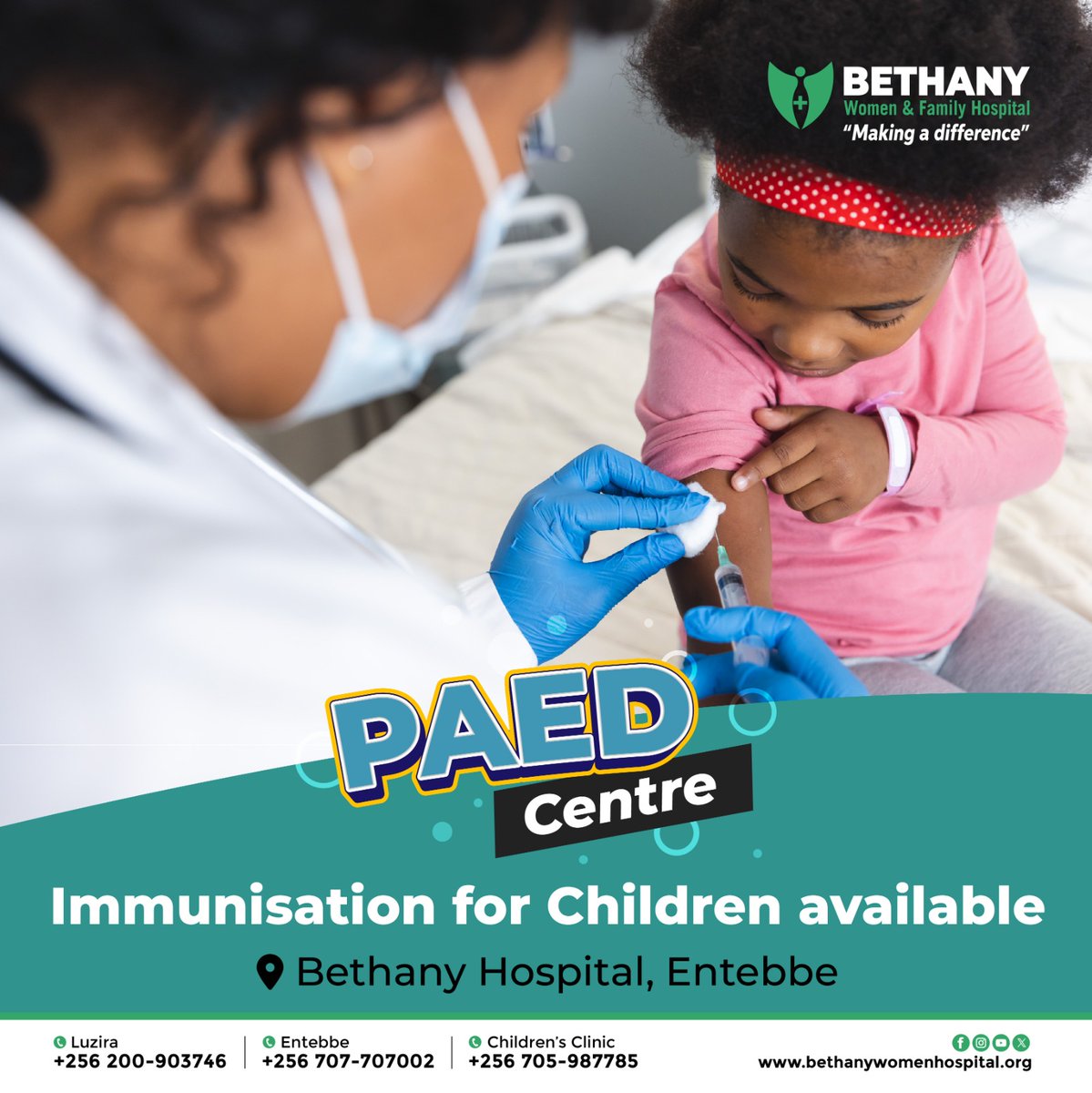 Protect your child against preventable diseases with our Pediatric center's immunization services.

Schedule an appointment today!! #PediatricCare #Immunization #MakingADifference