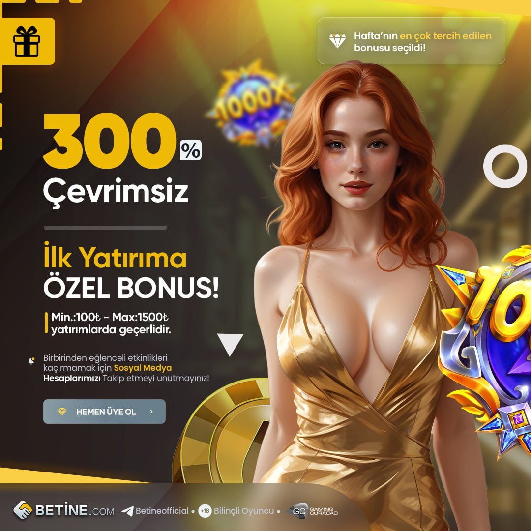 #Betine İLK YATIRIM SİZDEN BONUSUNUZ BETİNE'DEN ! Min.100₺ - Max.1500₺ Yatırımlarınızda Geçerli %300 Bonus! Detaylı Bilgi ve Giriş İçin : bt.t2m.io/ZMyzj6R Telegram Adresimiz : t.me/betineofficial #Betine #BetinecomGiriş