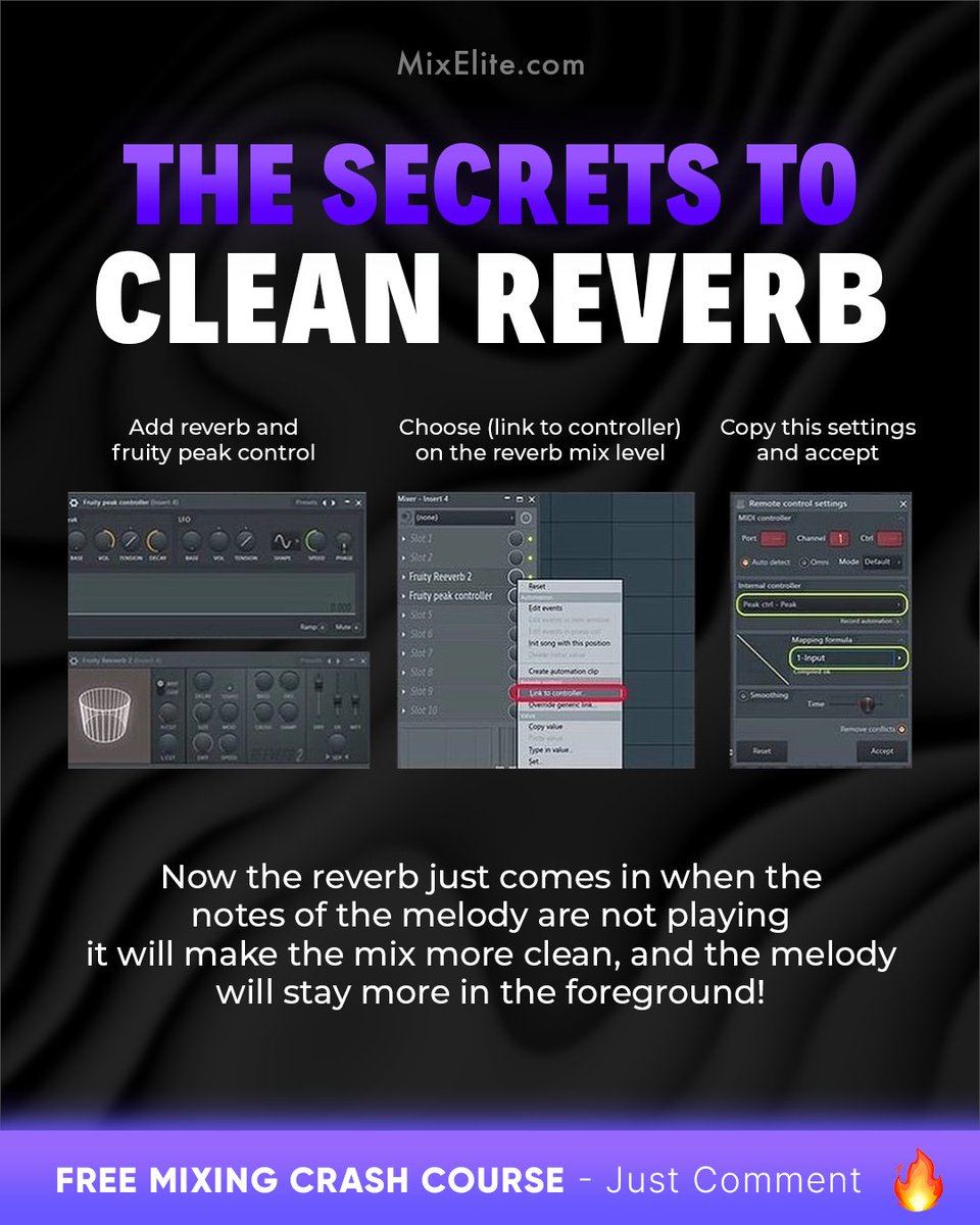 Free Mixing Crash Course 👉 MixElite.com/free-course
⁠
🎛️ Clean Reverb Game Changer⁠
⁠

⁠
#MusicProduction #ReverbTips #FLStudio #ProducerLife #BeatMaking #HomeStudio #MixingMaster #AudioEngineering #MusicProducer #StudioGear #SoundQuality #ProductionTips #CleanMix