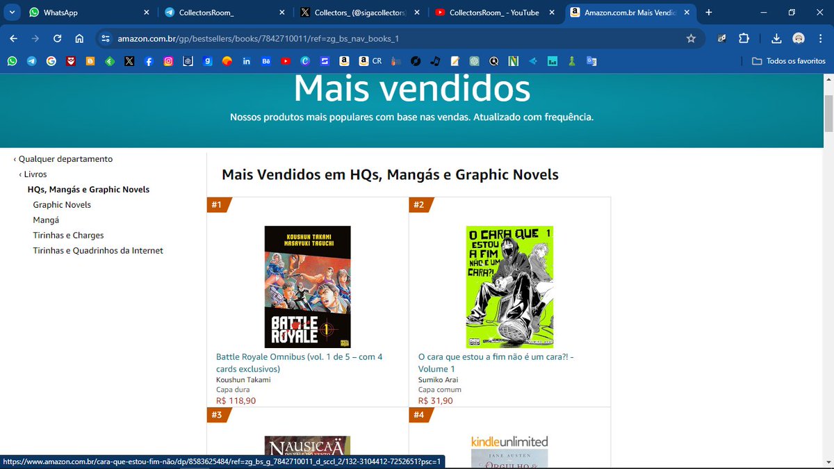 Sobre a pauta de tretas semanais da gibisfera, que ontem teve como assunto o preço do novo lançamento da Pipoca e Nanquim, o mangá Battle Royale: reclamam pra caralho, mas compram pra caralho ainda mais. Tá em primeiro lugar na Amazon ...