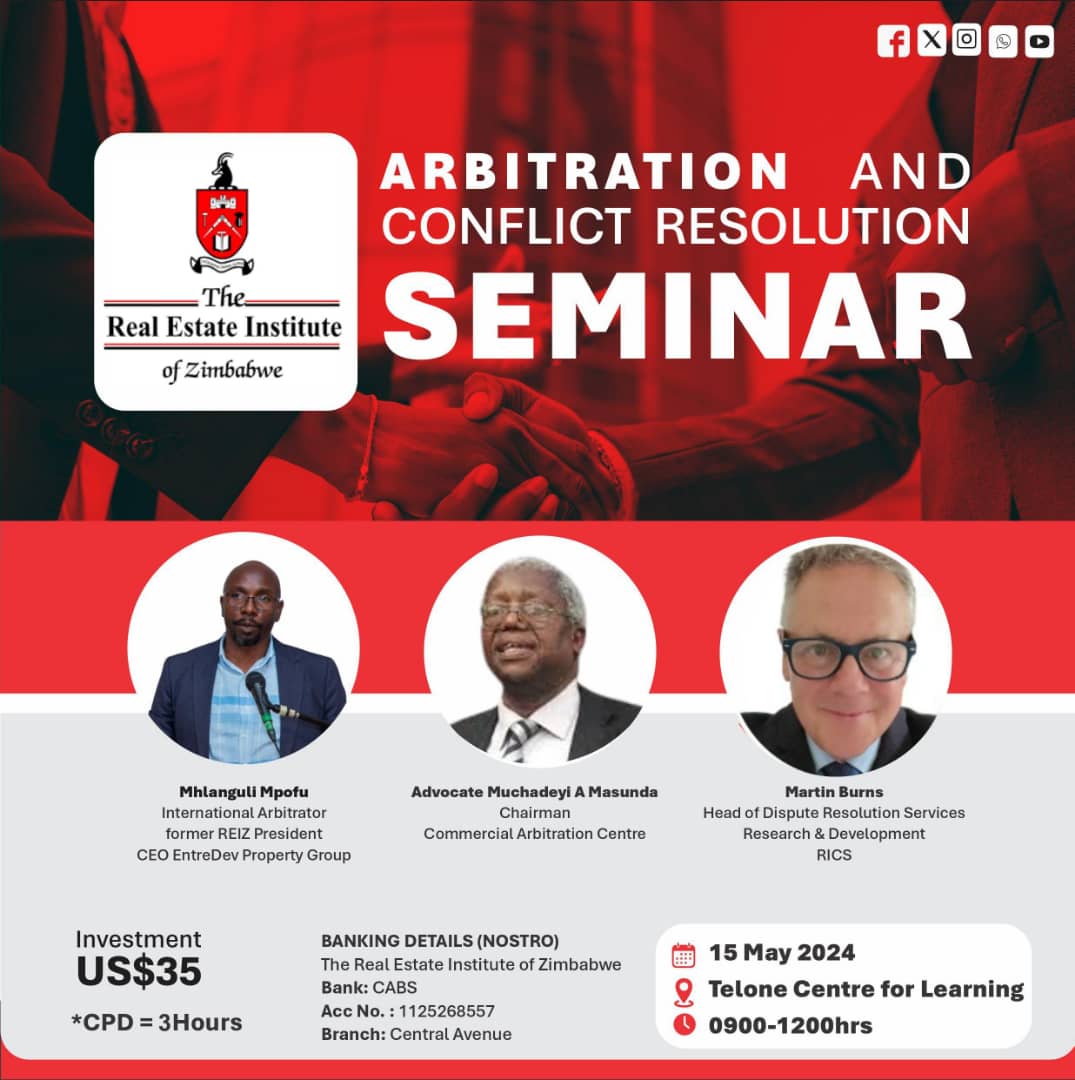 Reiz Zimbabwe (@reiz_zimbabwe) on Twitter photo Our Arbitration and Conflict Resolution Seminar is here! It's not too late to register!! Email researchanalyst@reiz.ac.zw to book a slot. Our Arbitration and Conflict Resolution Seminar is here! It's not too late to register!! Email researchanalyst@reiz.ac.zw to book a slot.
