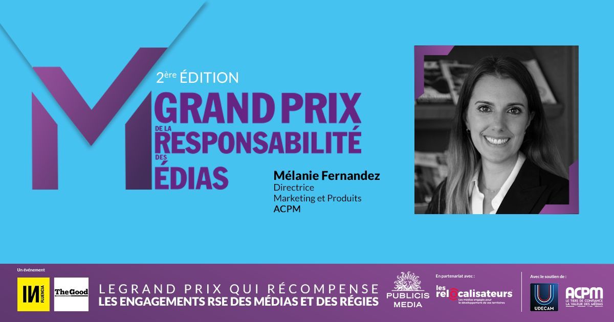 🔹 Mélanie Fernandez, Directrice Marketing et Produits de l'@ACPMFrance, fait partie du jury du Grand Prix de la Responsabilité des Médias #GPRMedias24 ! Candidatez jusqu'au 17 mai : …lite-medias.plateformecandidature.com