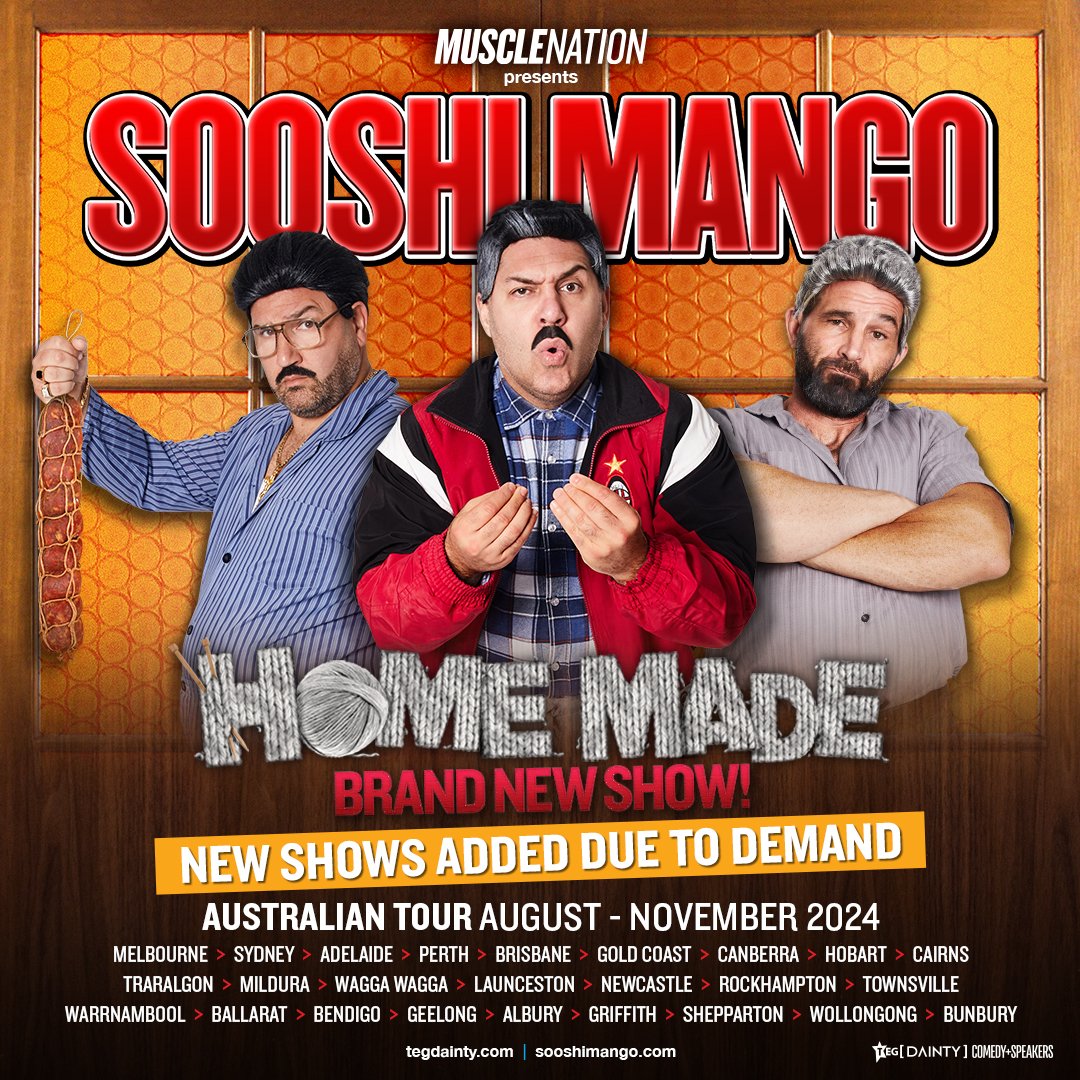 Tickets are now on sale for Sooshi Mango's 'Home Made' tour! 🎭 Due to phenomenal demand, multiple new shows have been added, including a second Rod Laver Arena date on Friday 18 October. 🔗 Tickets available via bit.ly/Sooshi24