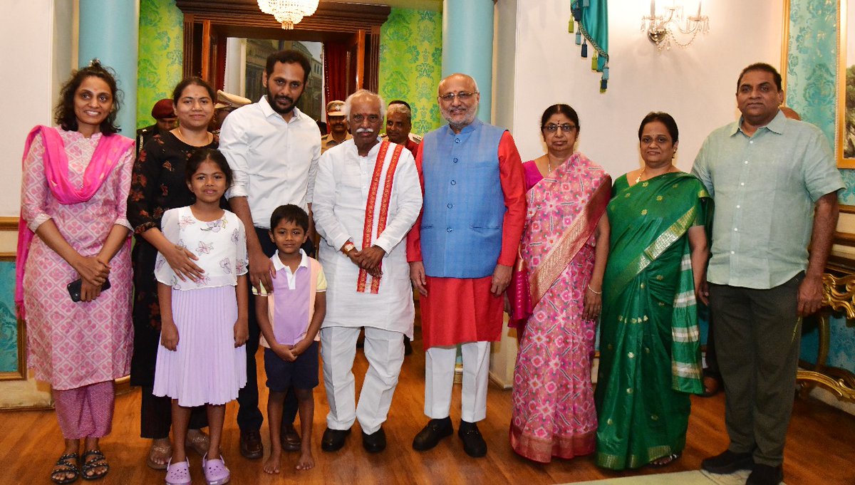 Made a courtesy call on Shri CP Radhakrishnan ji, Governor of Jharkhand, Telangana and Lt Governor of Puducherry, today at 
Telangana Raj Bhavan, Hyderabad, and also interacted with family members.