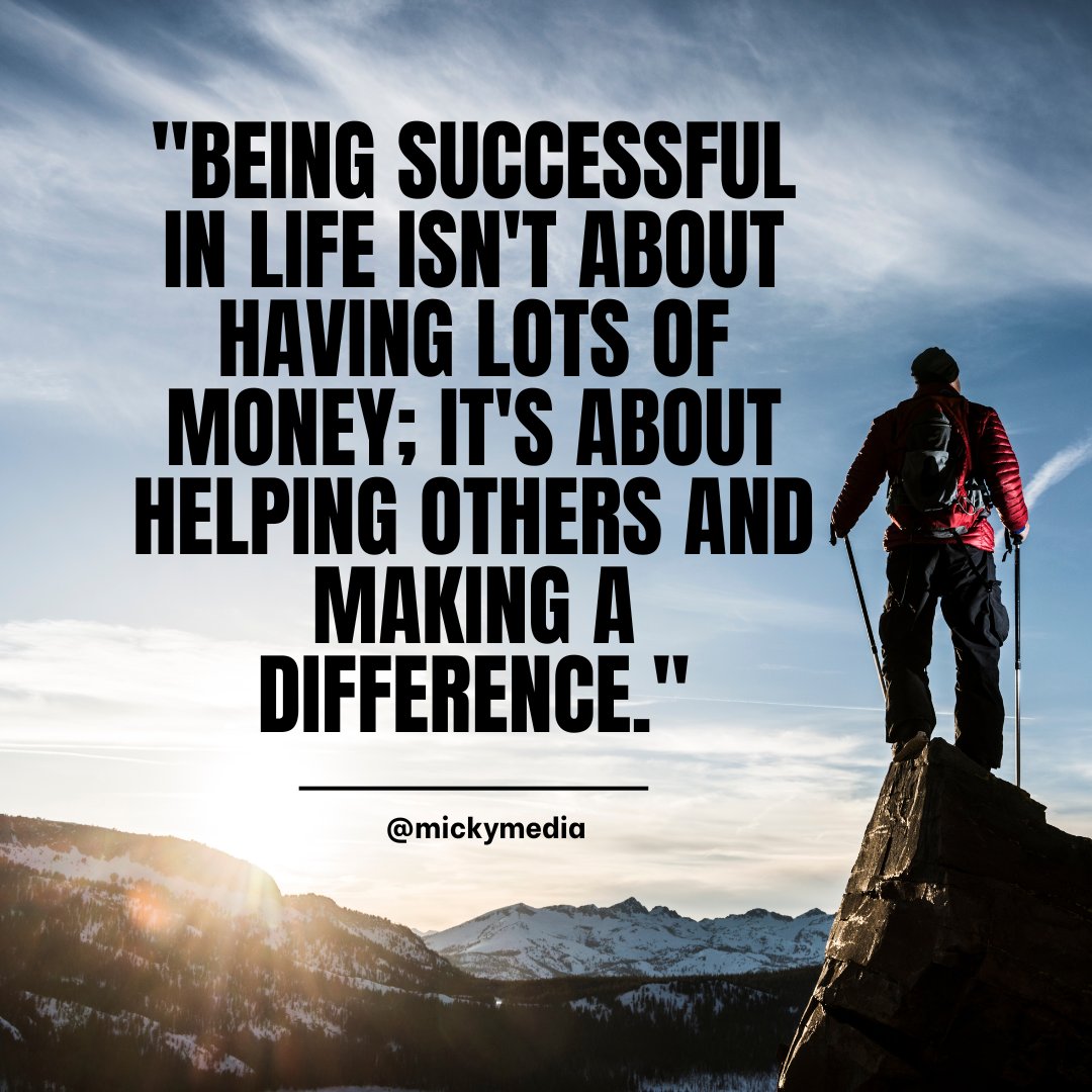 What does success truly mean to you? 🤔 Is it 💰 or something deeper? 
I believe true success is about making a positive impact on the world. 
💯 It's about lifting others up and leaving a legacy of kindness.   
#TrueSuccess #MakeADifference #PositiveImpact