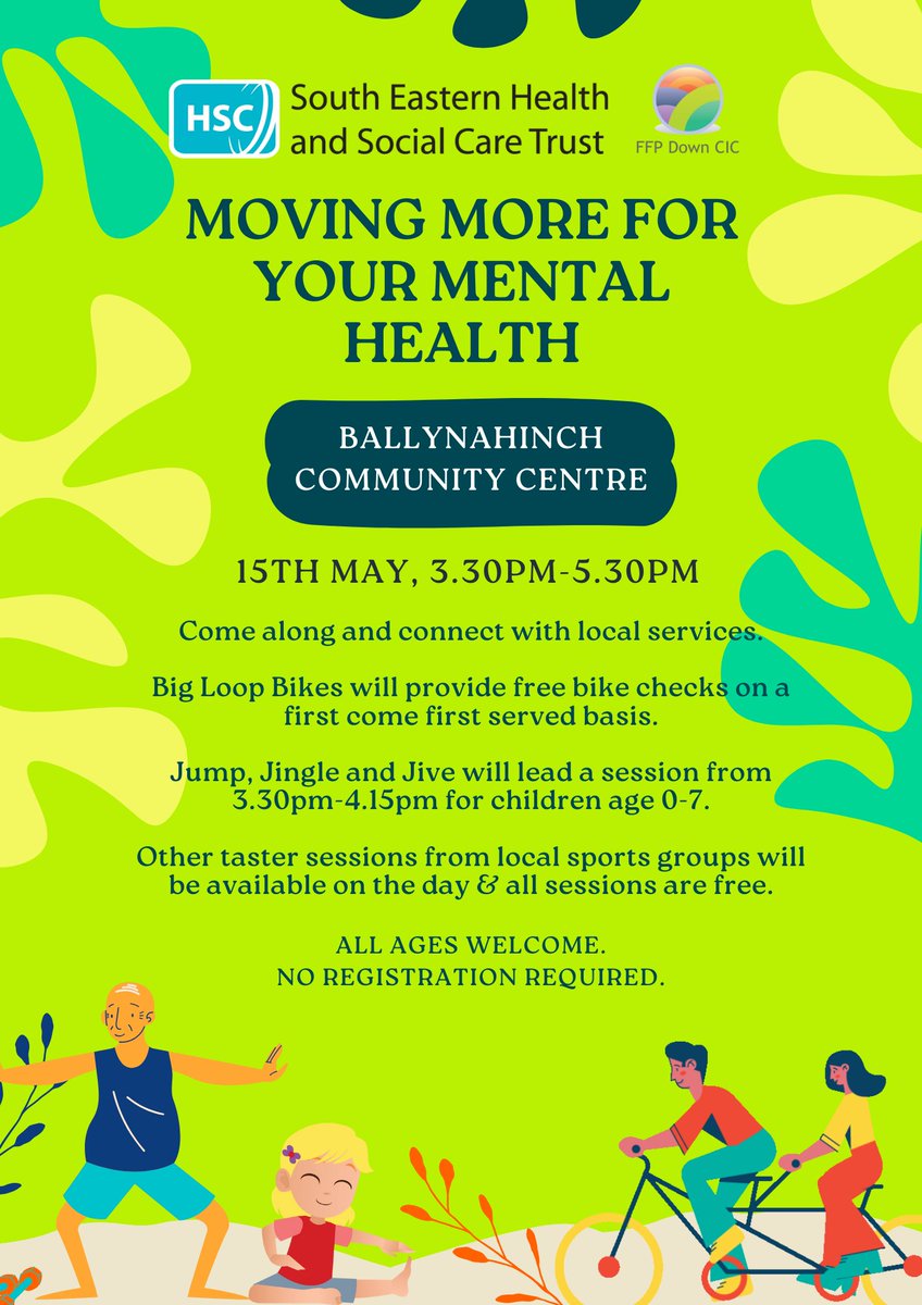 A very worthwhile event being held in Ballynahinch tomorrow to mark mental health awareness week.
#MDT #Downfederation