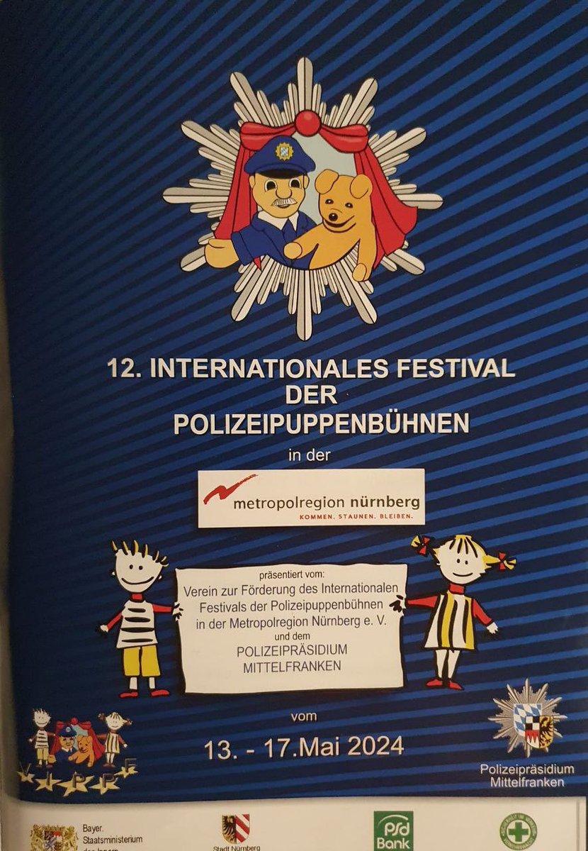Unsere #Puppenbühne ist vom 13.-15. Mai 2024 zu Gast beim 12. Internationalen Puppenbühnenfestival, welches die Polizei Nürnberg @PolizeiMFR ausrichtet.
Mit 11 weiteren Puppenbühnen, u.a. aus Luxemburg, Schweiz und Österreich, wurden sie im Rathaus Nürnberg empfangen.
^tsm