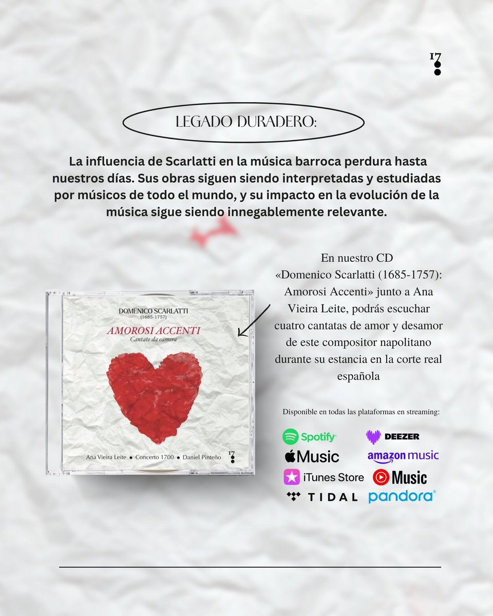 ¿DOMENICO SCARLATTI INFLUENCER? 🎶🤔 Os dejamos algunos motivos por los que este compositor napolitano ha sido uno de los músicos más influyentes de nuestra historia musical. #concerto1700 #domenicoscarlatti #historiamusical #baroquemusic #musicaantigua #baroquecomposer