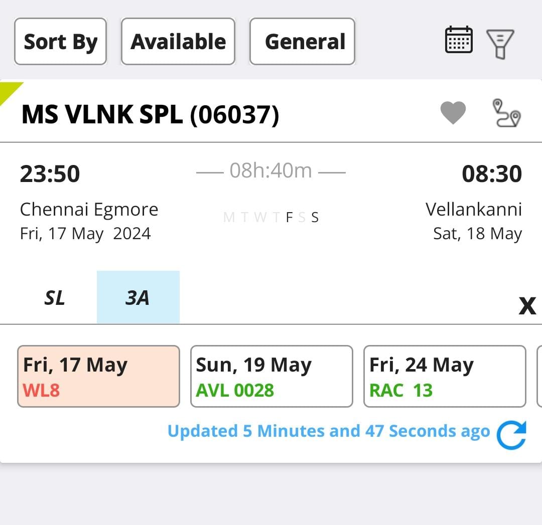 I think @GMSRailway has absolutely nailed the special trains, this summer. Kudos to whoever has done the scheduling.

What a perfect friday evening overnight to Tiruvarur, Nagapattinam, and Velankanni. Brilliant work. ✌🏽

#IndianRailways
#Tamilnadu