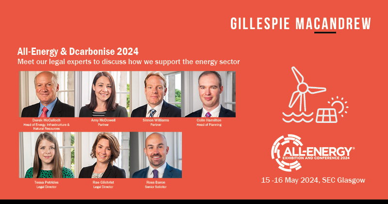 The @GMacandrew Energy team will be attending @AllEnergy and will be available to discuss the multidisciplinary legal advice we provide to the energy sector. Please get in touch with the team to find out more and we look forward to seeing you there. #renewableenergy #AllEnergy24