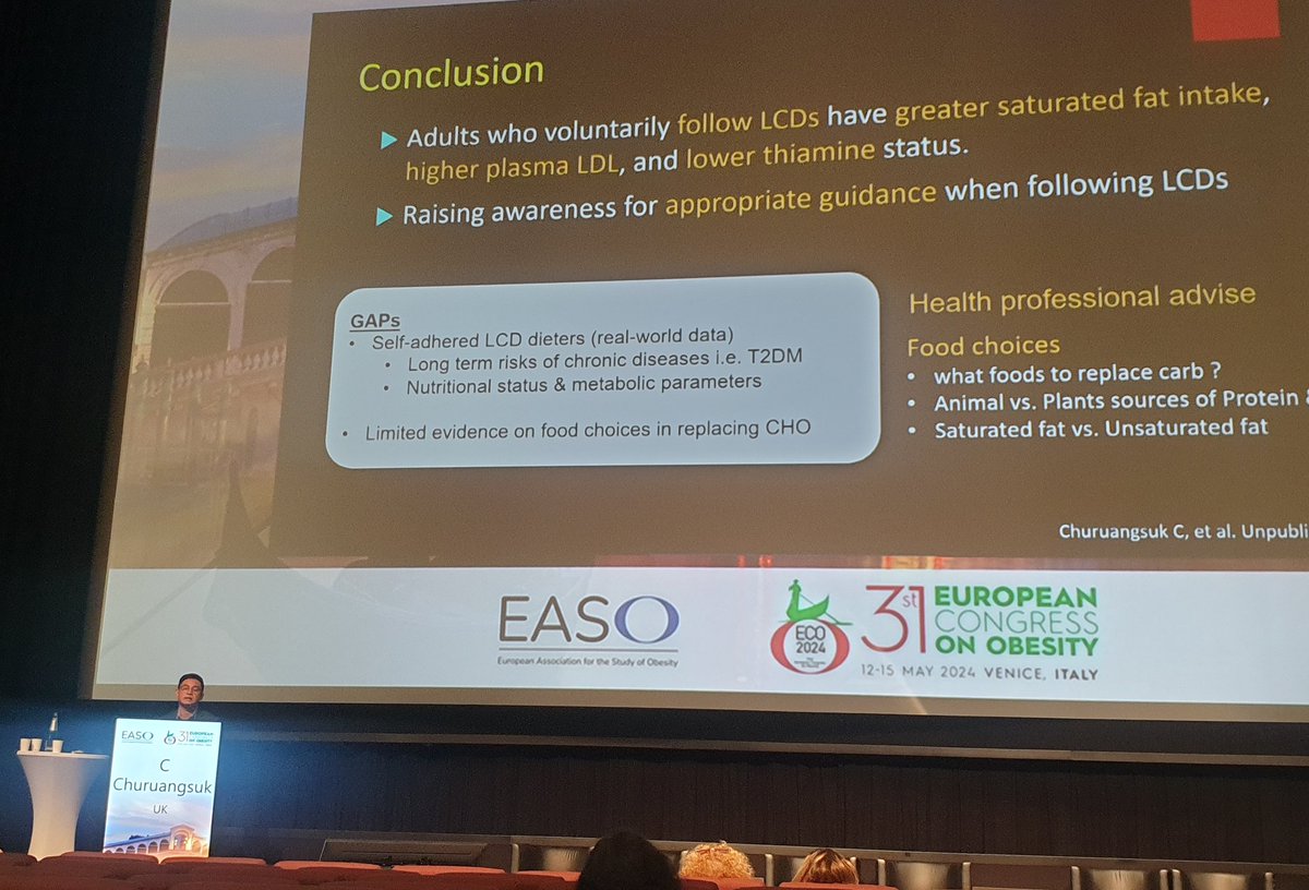 #eco2024 - @ChaitongMD shares his data about low carb diets, ⬇️ micronutrient status & ⬆️ markers of cardiometabolic health