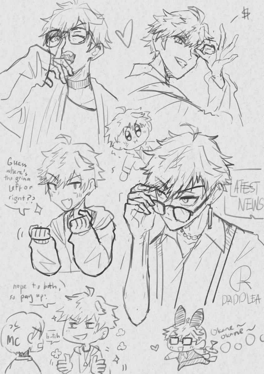 sketching practice with mammon but with glasses *referenced some p/nterest's photos 💰👌

#obeyme #obeymemammon #obeymenightbringer