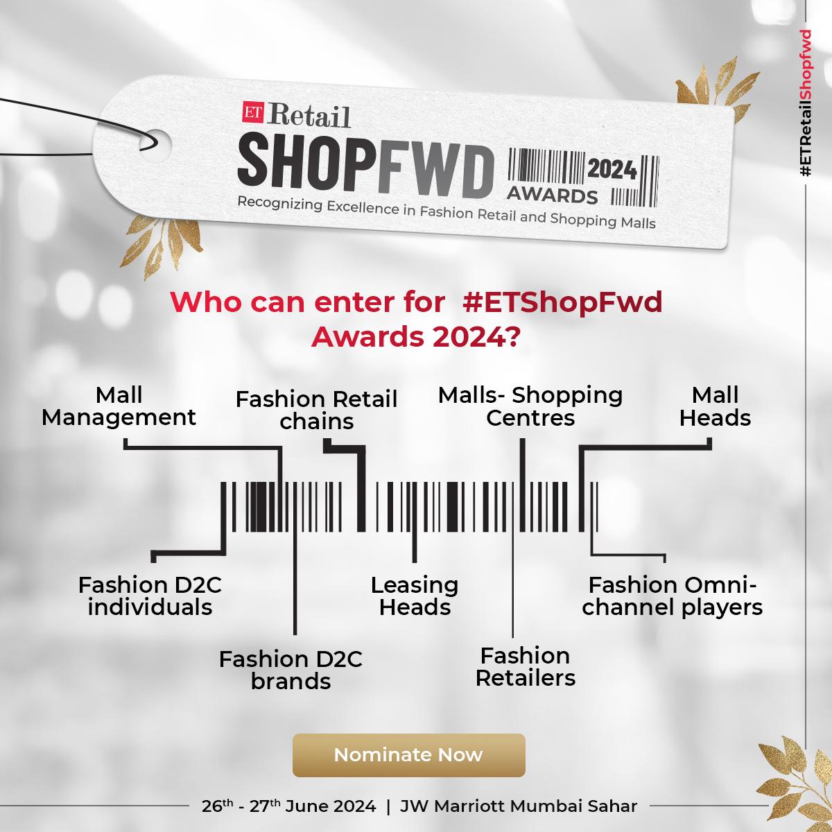 🛍️ Elevate the mall experience! Nominate your favorite Malls and Shopping Centres for #ETRetailShopFwd Awards. 🏆 Nominate Now- bit.ly/3w99l1M #ETRetail#ShopfwdAwards #RetailExcellence #ShoppingMalls #FashionRetailers #EarlyBirdOffers #SaveMore #Discounts #WinBig