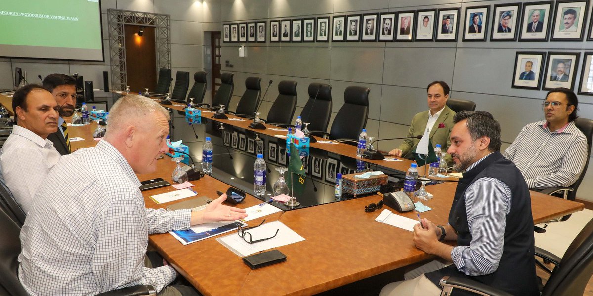 ICC Head of Security, Dave Musker, met with PCB Chief Operating Officer Salman Naseer & other officials at the NCA on Tuesday. Musker is visiting Pakistan as part of ICC Champions Trophy 2025 preparations. The eight-team event is scheduled in Pakistan in February/March 25
#CT25.