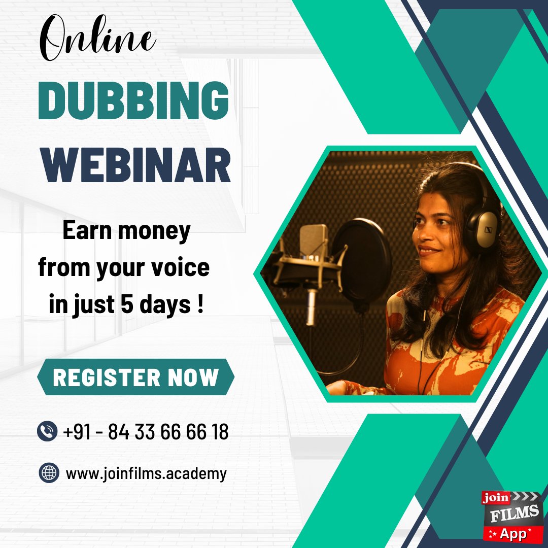 Learn how to earn money in lakhs in just 5 DAYS !🎙️Ready to turn your voice into cash? Don't miss out on our Online Dubbing Workshop starting May 21st! 🚀 Join us for 5 days of expert guidance and learn how to monetize your unique sound. 💰 Don't just speak, earn with your voice!