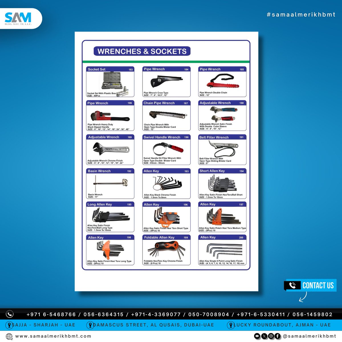 samaalmerikhbmt's tweet image. &quot;Upgrade your toolkit with our premium wrenches and sockets. Designed for durability and precision, our tools ensure efficient and hassle-free repairs. Explore our collection today for top-quality solutions.&quot; #toolkitupgrades #premiumtools #durability #precision #efficientrepairs