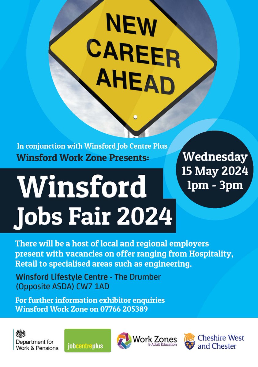 We are looking forward to attending tomorrow's Winsford Jobs Fair!

📍 Winsford Lifestyle Centre - The Drumber
📅 Wednesday 15th May 2024
⏰ 1.00pm - 3.00pm

We can't wait to see you there!

#JobOpportunities #Apprenticeships #WVRCollege