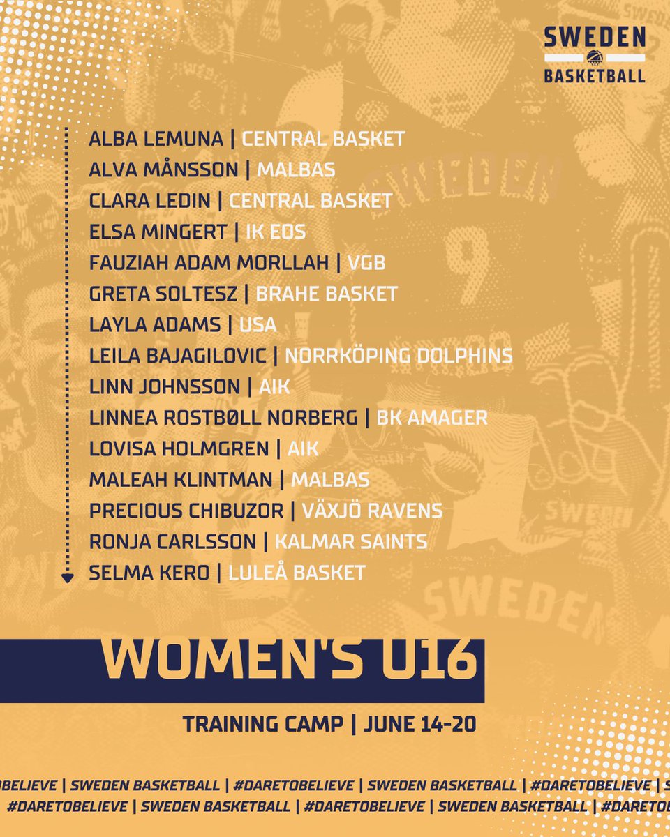 The countdown is on! ☀️🇸🇪

1 month from now, our Youth National Teams will kick off the summer with training camp, June 14-20, in Södertälje. Here are the players called to the camp for our U16 NT!

➡️ Read more: bit.ly/U16U18-Juni24

#SwedenBasketball | #DareToBelieve