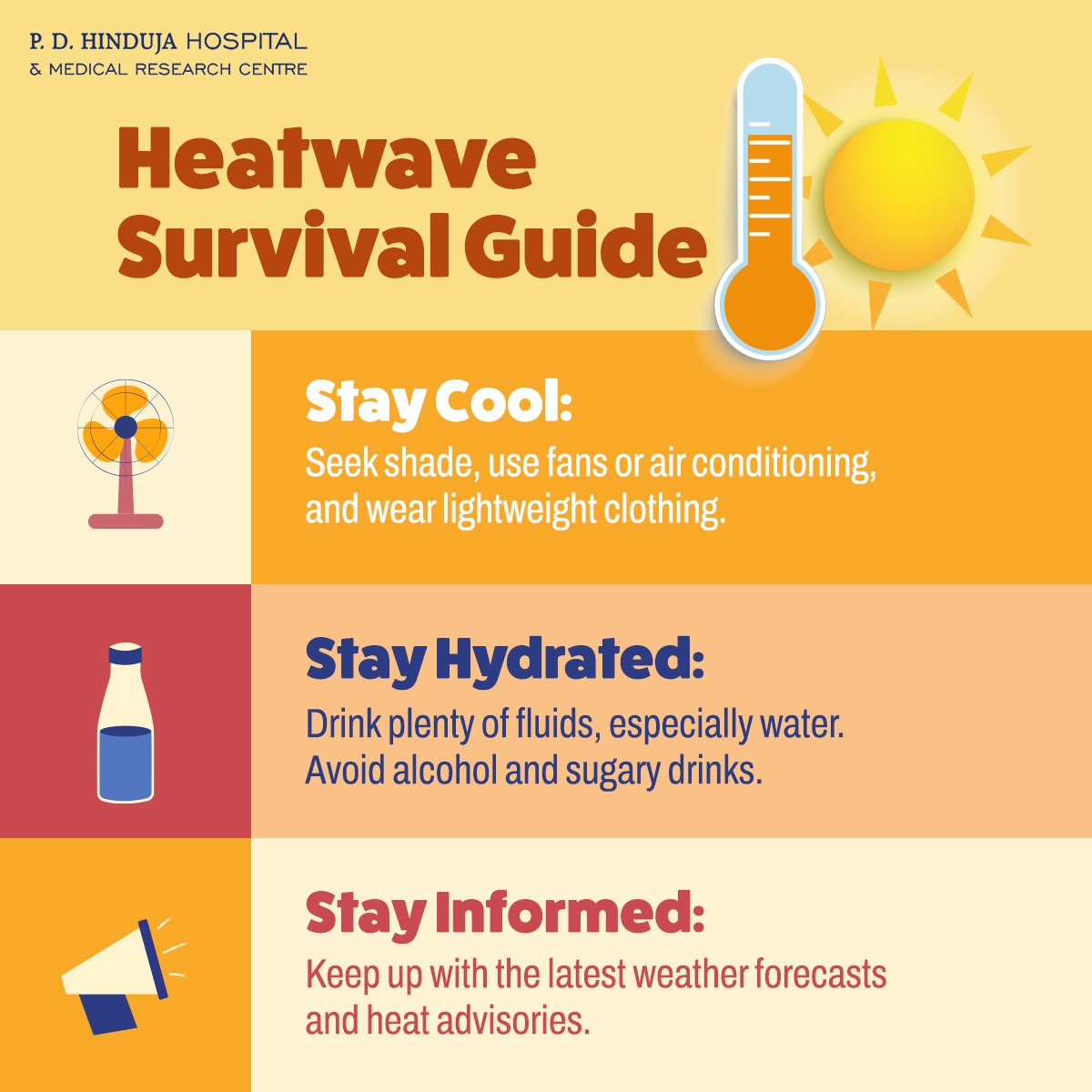 Beat the heatwave like a pro! ☀️ Stay cool, hydrated, and safe with these essential tips for surviving scorching temperatures.

Let's weather the heat together!

#PDHH #QualityHealthcareForAll #HeatwaveSurvival