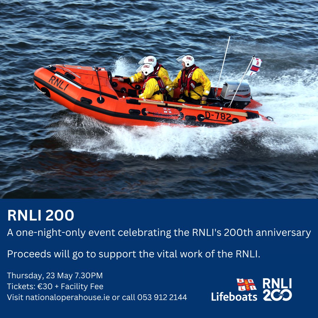 A fantastic night of great entertainment AND that satisfaction of knowing you are supporting their vital service. All Proceeds go to the RNLI. RLNI 200 concert Thursday, 23 May 2024 - 7.30PM Tickets: €30 + Facility Fee 👉 bit.ly/3PYWWnt
