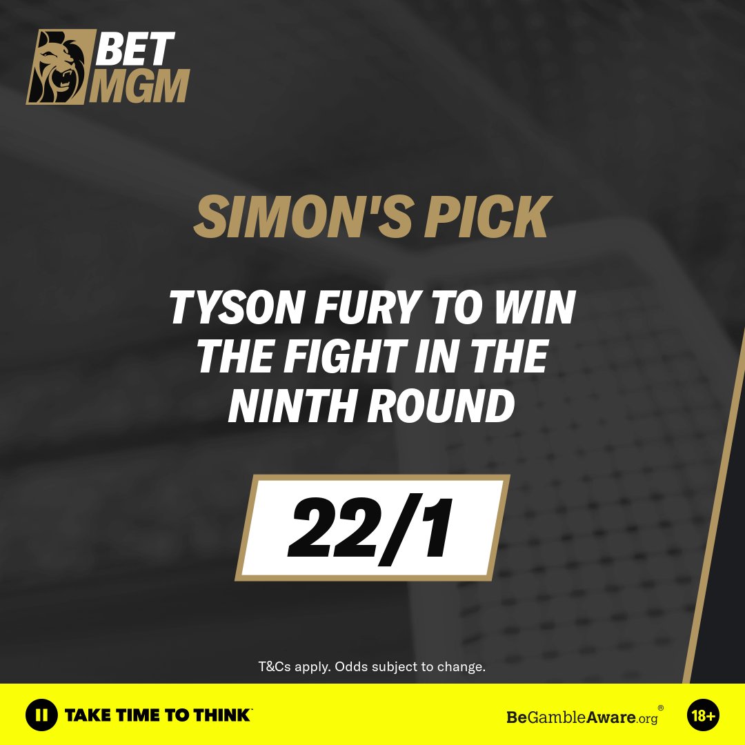 4️⃣ 𝘿𝘼𝙔𝙎 𝙏𝙊 𝙂𝙊 🥊 @talkSPORT's Simon Jordan has just made his #FuryUsyk prediction 𝙡𝙞𝙫𝙚 𝙤𝙣 𝙖𝙞𝙧 🎙️ Tyson Fury to win in the ninth round is currently priced at 𝟮𝟮/𝟭 👀 Get all the latest odds here 👉 betmgm.uk/3K2JOdY