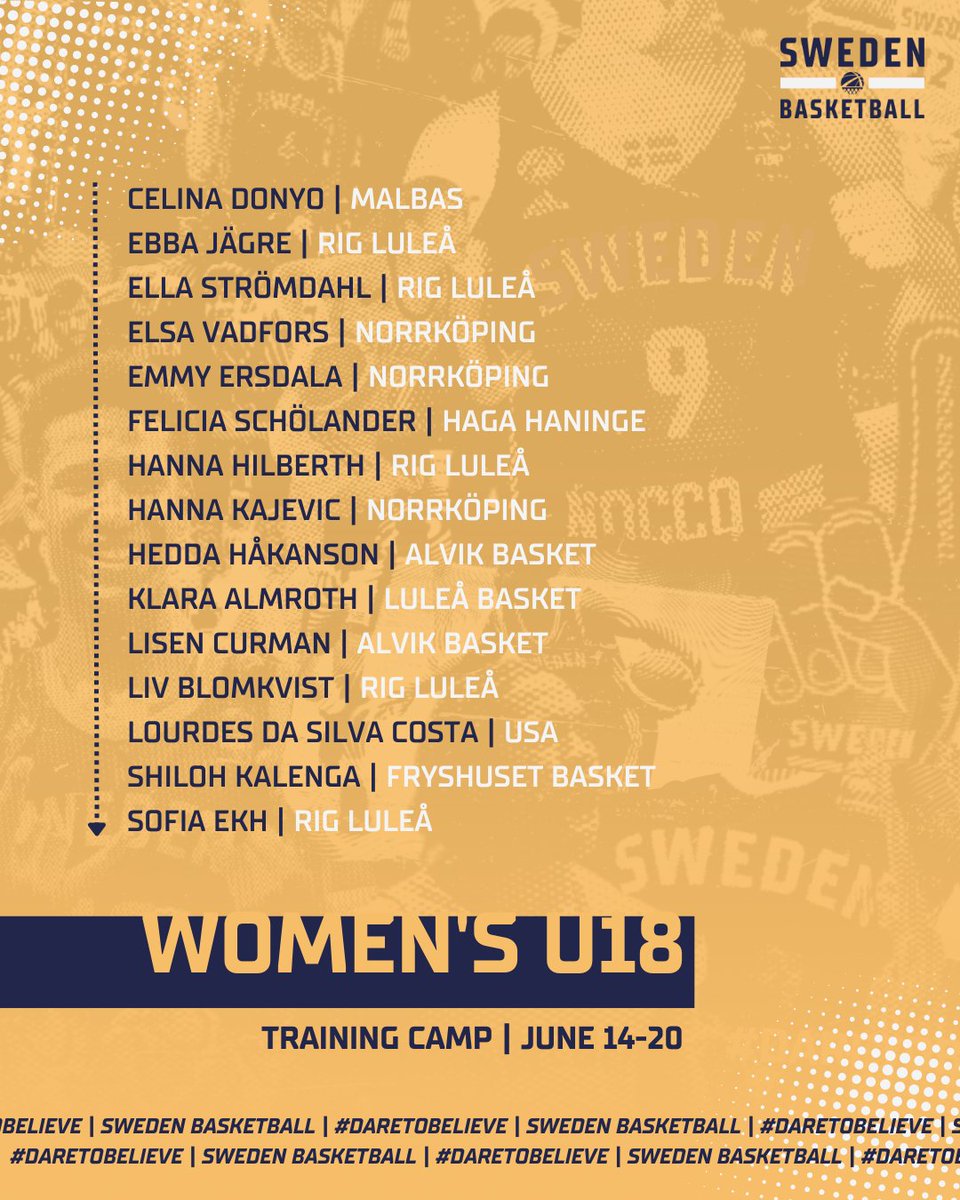 The countdown is on! ☀️🇸🇪

1 month from now, our Youth National Teams will kick off the summer with training camp, June 14-20, in Södertälje. Here are the players called to the camp for our U18 NT!

➡️ Read more: bit.ly/U16U18-Juni24

#SwedenBasketball | #DareToBelieve