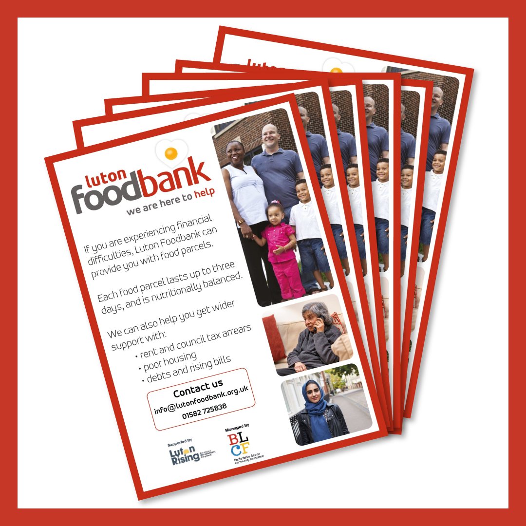 If you or someone you know needs assistance with food, Luton Foodbank is here to help. Get leaflets in six languages at lutonfoodbank.org.uk/leaflets Get in touch to find out how you can get food parcels. · info@lutonfoodbank.org.uk · 01582 725838 · lutonfoodbank.org.uk/advice