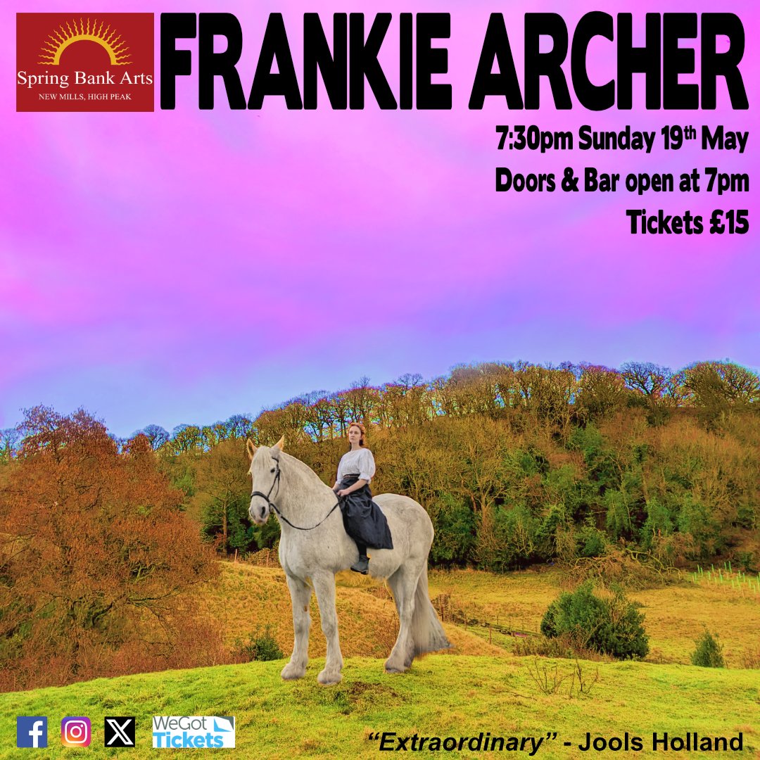 Frankie Archer is a must see “Fascinating and intoxicating” Mark Radcliffe, BBC Radio 2 For ticket and info: wegottickets.com/event/610354 #springbankarts #visitnewmills #derbyshire #events #livemusic #folkmusic #Derbyshire #newmills #highpeak @frankiearcherm