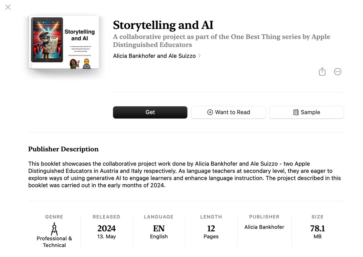 The challenge of AI in learning for my students has become simpler and more responsible thanks to this educational project shared with the fantastic @aliciabankhofer and her students. In the book all the details. books.apple.com/it/book/storyt… @AppleEDU #AI #iPad