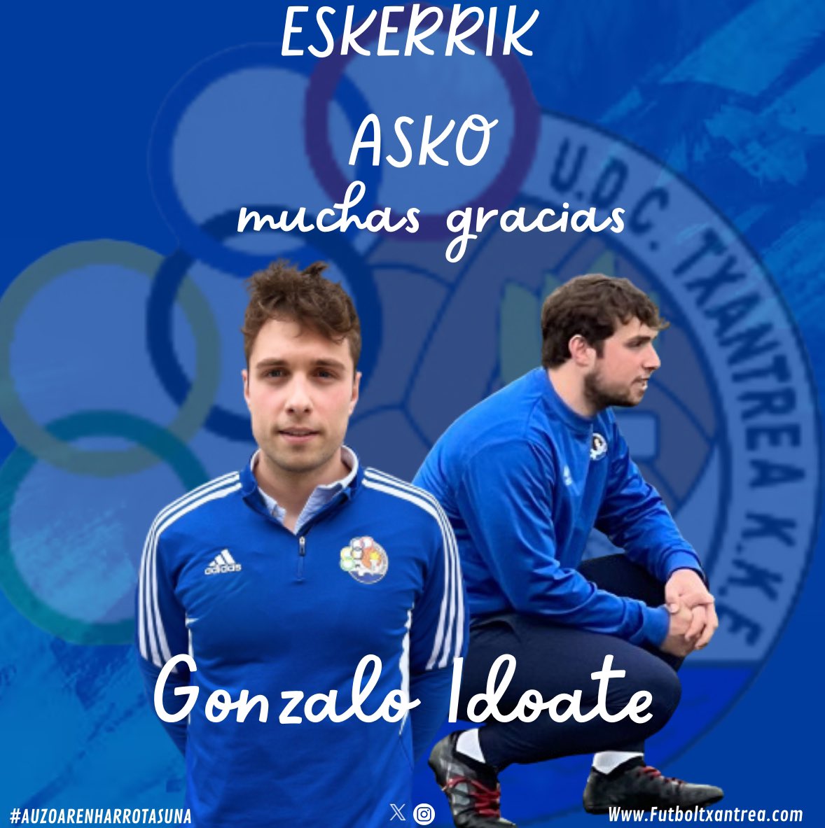 📝OFIZIALA📝 Gonzalo Idoatek, lehen taldeko entrenatzaileak, ez du bere postuan jarraituko hurrengo denboraldian. Gure elkartetik, denboraldi hontan egindako lana eskertu nahi diogu. Zorte on, Gonzalo! #Txantrea