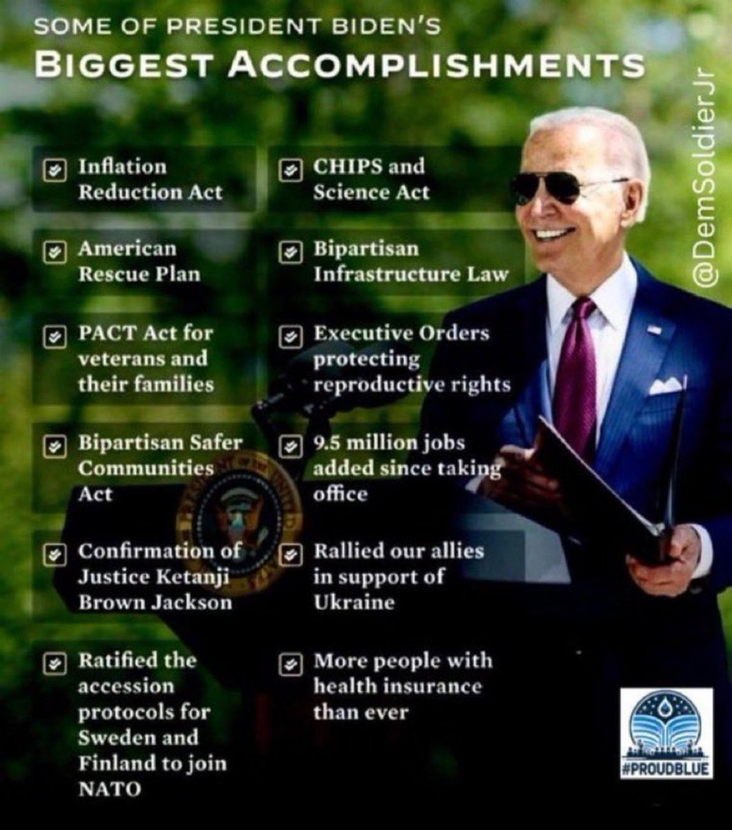 Ole Uncle Joe is getting stuff done. No drama. No chaos. No P**** grabbing. Just boring legislation to improve the lives of everyday Americans. #biden2024