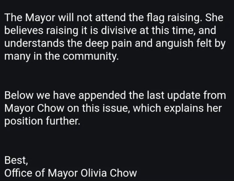 Hi @MayorOliviaChow! I see you quietly announced you will not attend the flag-raising to mark Israel's Independence Day. It's 'divisive.' But didn't you cross that dividing line when you campaigned for mayor with the help of a man — whom I have on video — angrily declaring he