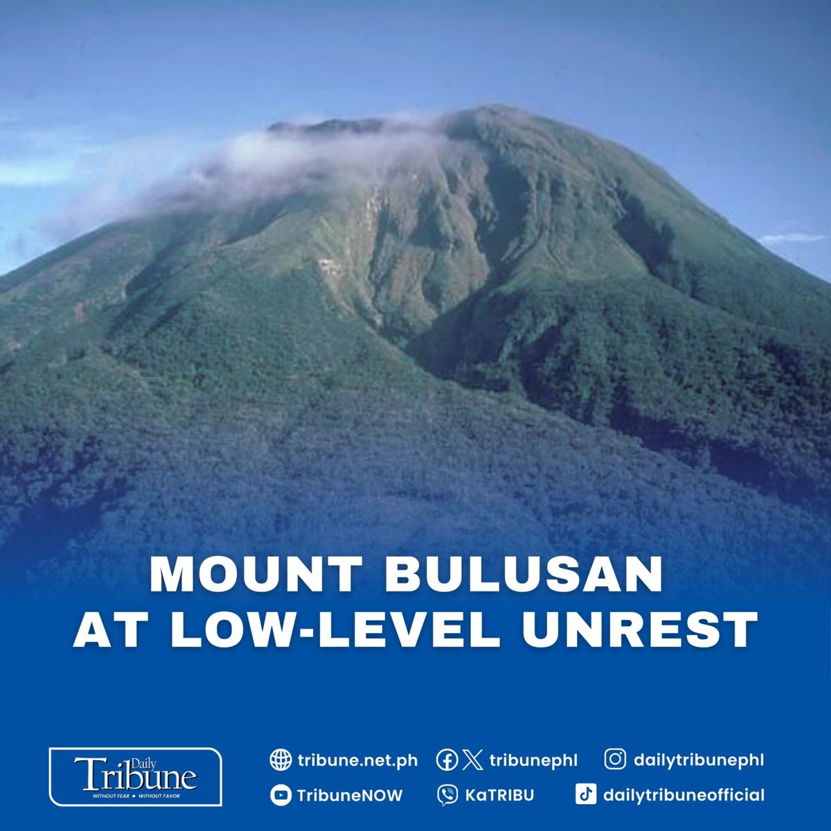 Mount Bulusan in the province of Sorsogon, Bicol, has shown signs of low-level unrest in the past 24 hours, according to the Philippine Institute of Volcanology and Seismology (PHIVOLCS) on Tuesday.

#MountBulusan
#DailyTribune

Read more at: tribune.net.ph/2024/05/14/mou…