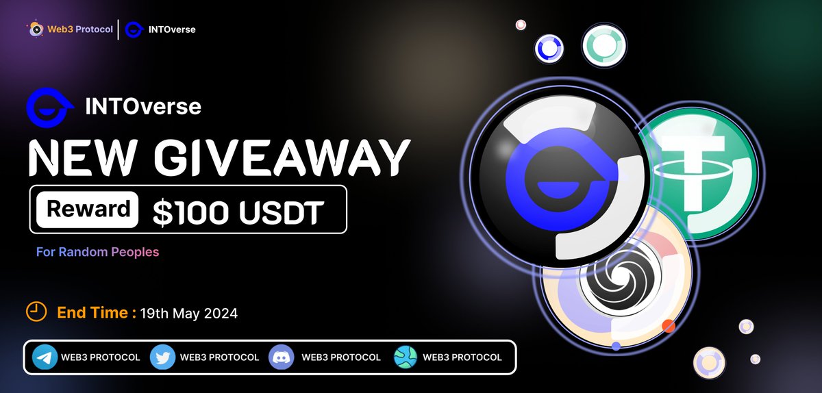 🎉Web3 Protocol X Intoverse Giveaway 🏆Prize Pool:- $100 $USDT To Enter:- ✔️Follow @Web3_Protocol& @INTOverse_ ✔️Like and RT 3 friends ✔️Giveaway Link :- tinyurl.com/9r7s7ds3 #Airdrop #Giveaway #Giveaways #Intoverse #DYOR #Into