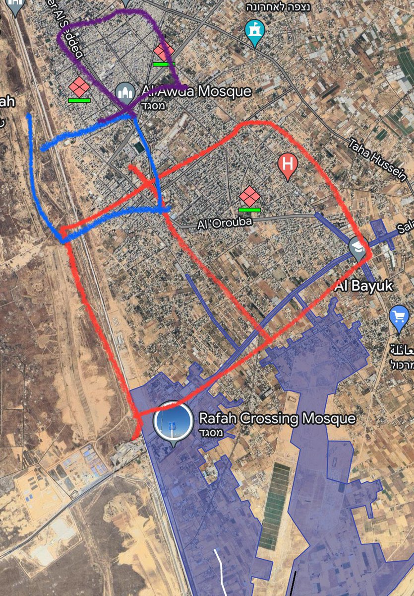 BREAKING: The IDF is already in the center of Rafah. IDF is advancing rapidly in Rafah and has reached the city center: Arab reports about IDF tanks in the Elganina neighborhood - marked in red. The Al Salam neighborhood - marked in red, and the Brazil neighborhood - marked in…
