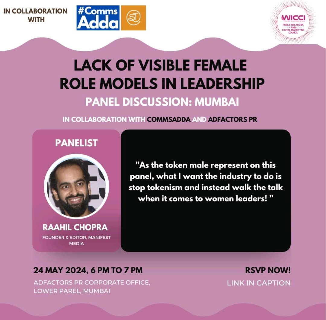 CommsAdda welcomes @raahilc as the esteemed panelist for an upcoming discussion on Leadership Leak organised by @WICCIPRDigital in collaboration with CommsAdda and @AdfactorsPR

#PanelDiscussion 

@Probasibangali @mrinall @jyotsna_d_nanda