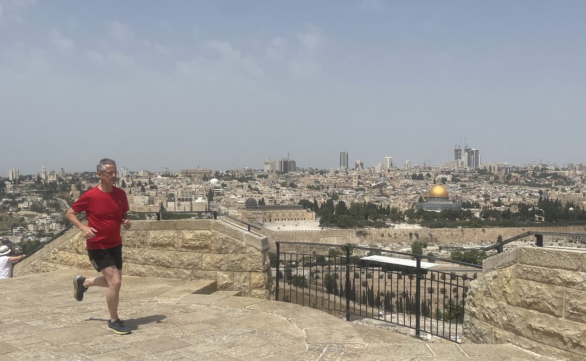 Canon Richard Sewell is running from Jerusalem to Bethlehem as part of his '70k in May' for Christian Aid Week. @sgcjerusalem is the Dean of St George’s College in Jerusalem & will also run around the city’s walls as well as running up the Mount of Olives.