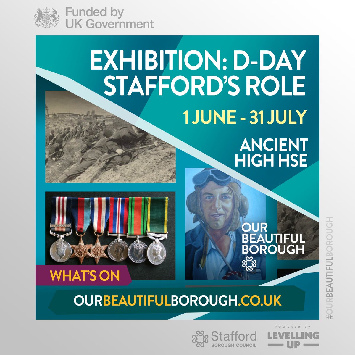 An exhibition looking at the stories of Staffordian’s experiences on #DDay begins at #Stafford's #AncientHighHouse on Sat 1 June and will run to 31 July. Enjoy rare images, medals and personal artefacts: tinyurl.com/52phfjpp #DaysOut #SpecialOccasions #OurBeautifulBorough